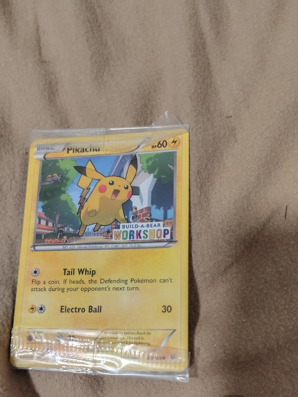 Pokemon Pikachu Yellow Build-A-Bear Workshop Card
